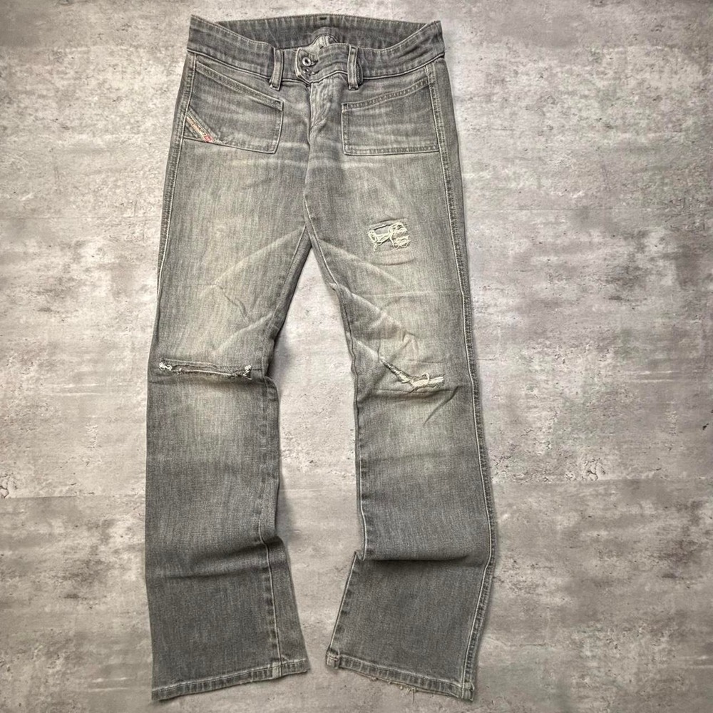 Diesel Bootcut Flare Jeans Women 29 Gray Hush Low Waist Distressed J209